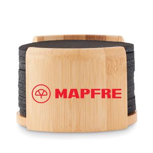 BAHIA RPET Eco-Friendly Bamboo Holder with RPET Coasters - GiftRetail MO6447