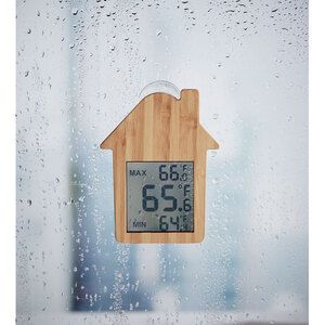 HISA Eco-Friendly Bamboo Weather Station with Suction Cup - GiftRetail MO6468
