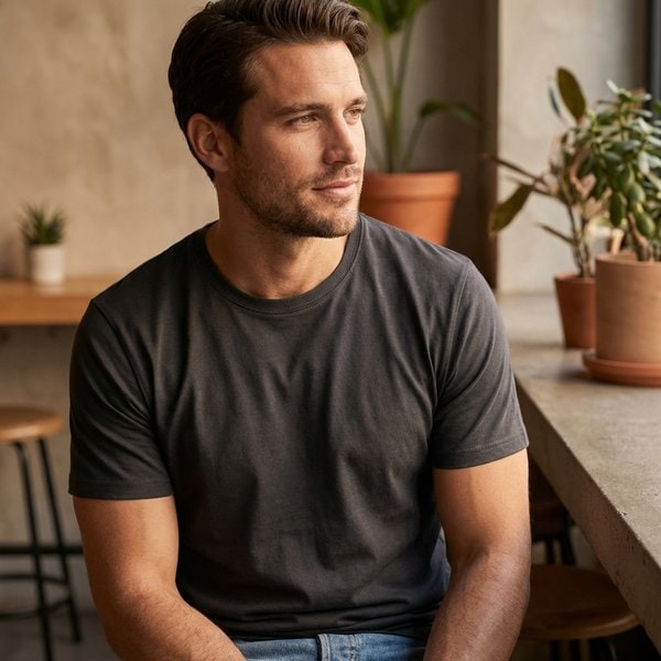 EXCD BY PROMODORO EX3077 - Men's Durable Quick-Dry Cotton Blend T-Shirt